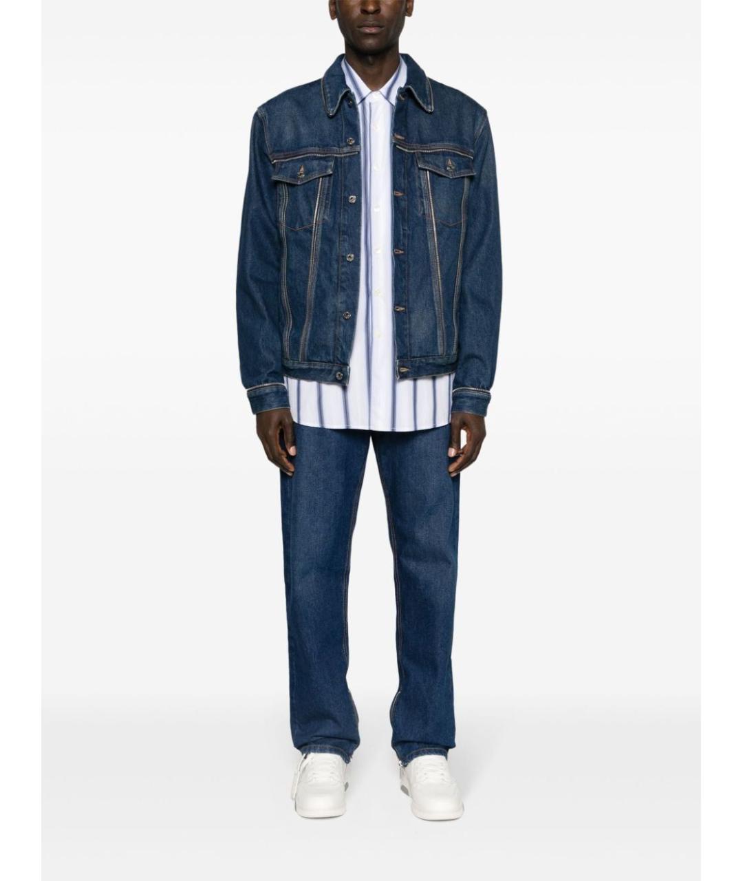 OFF-WHITE Синие хлопковые прямые джинсы, фото 2