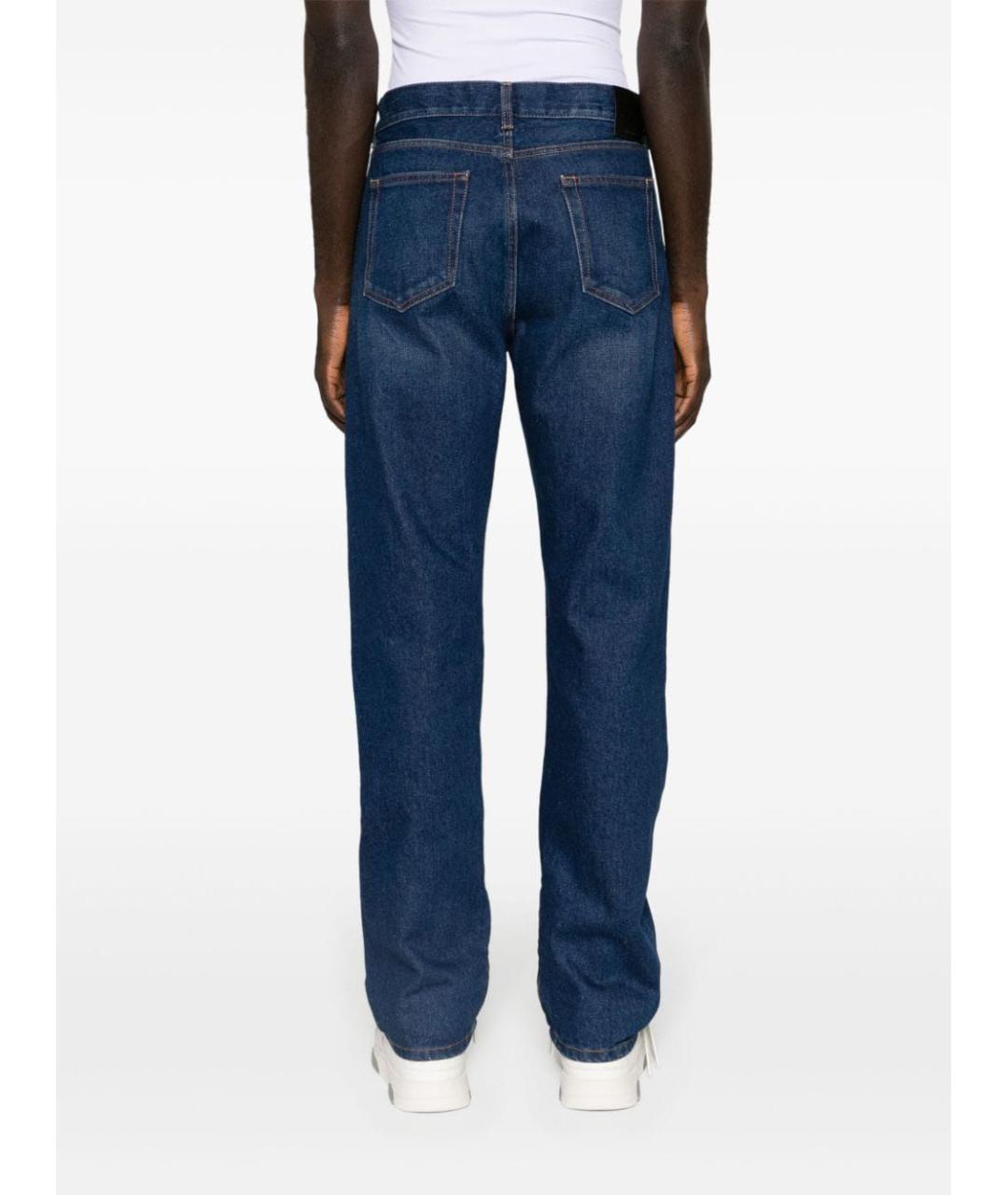 OFF-WHITE Синие хлопковые прямые джинсы, фото 4