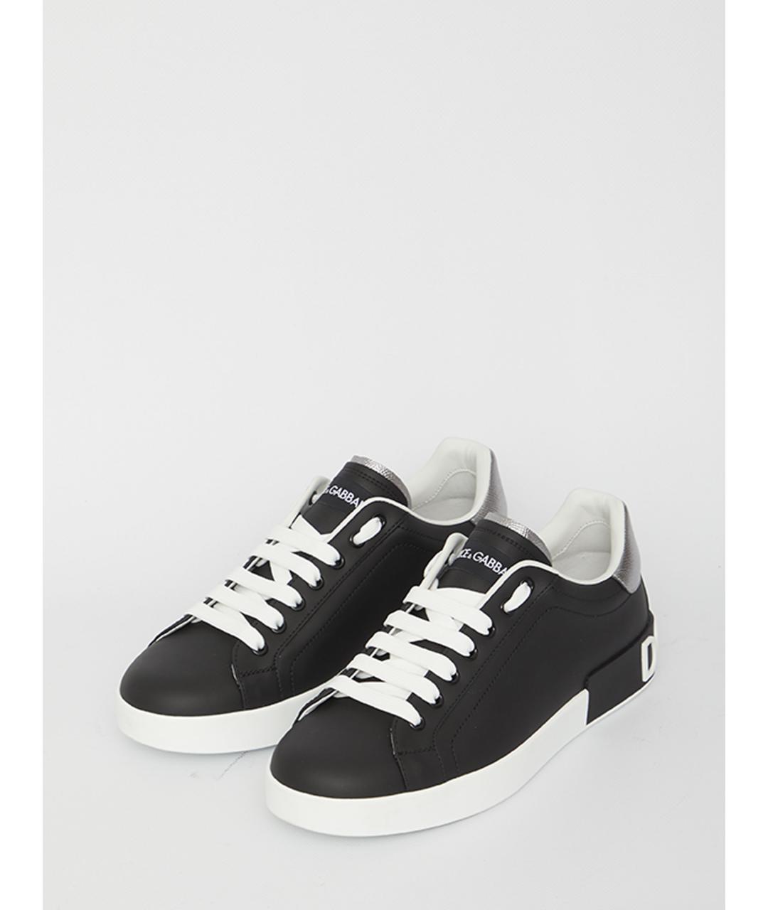 DOLCE&GABBANA Черные кожаные низкие кроссовки / кеды, фото 5