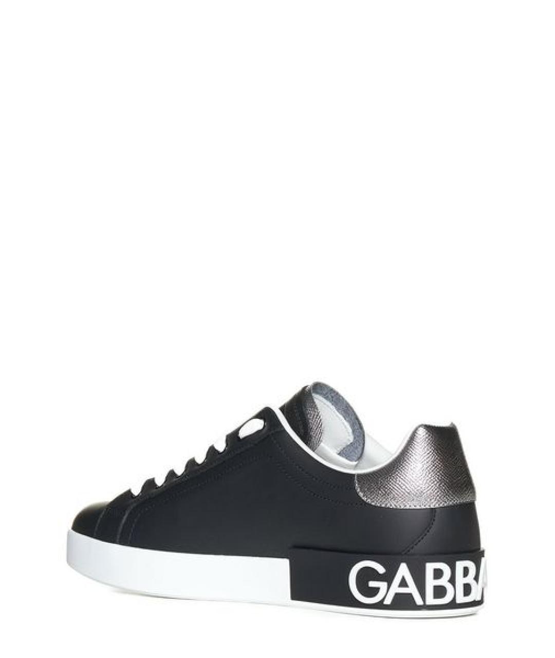 DOLCE&GABBANA Черные кожаные низкие кроссовки / кеды, фото 3