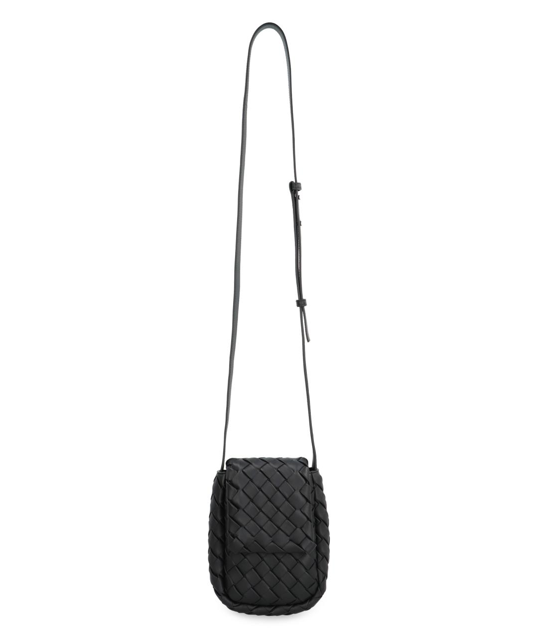BOTTEGA VENETA Черная кожаная сумка на плечо, фото 4