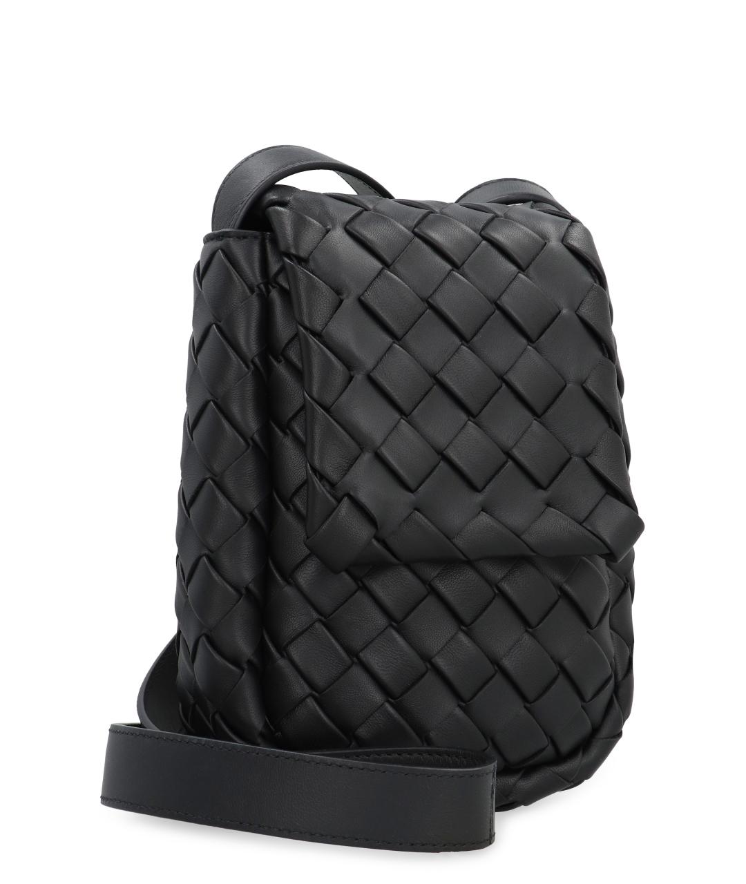 BOTTEGA VENETA Черная кожаная сумка на плечо, фото 2