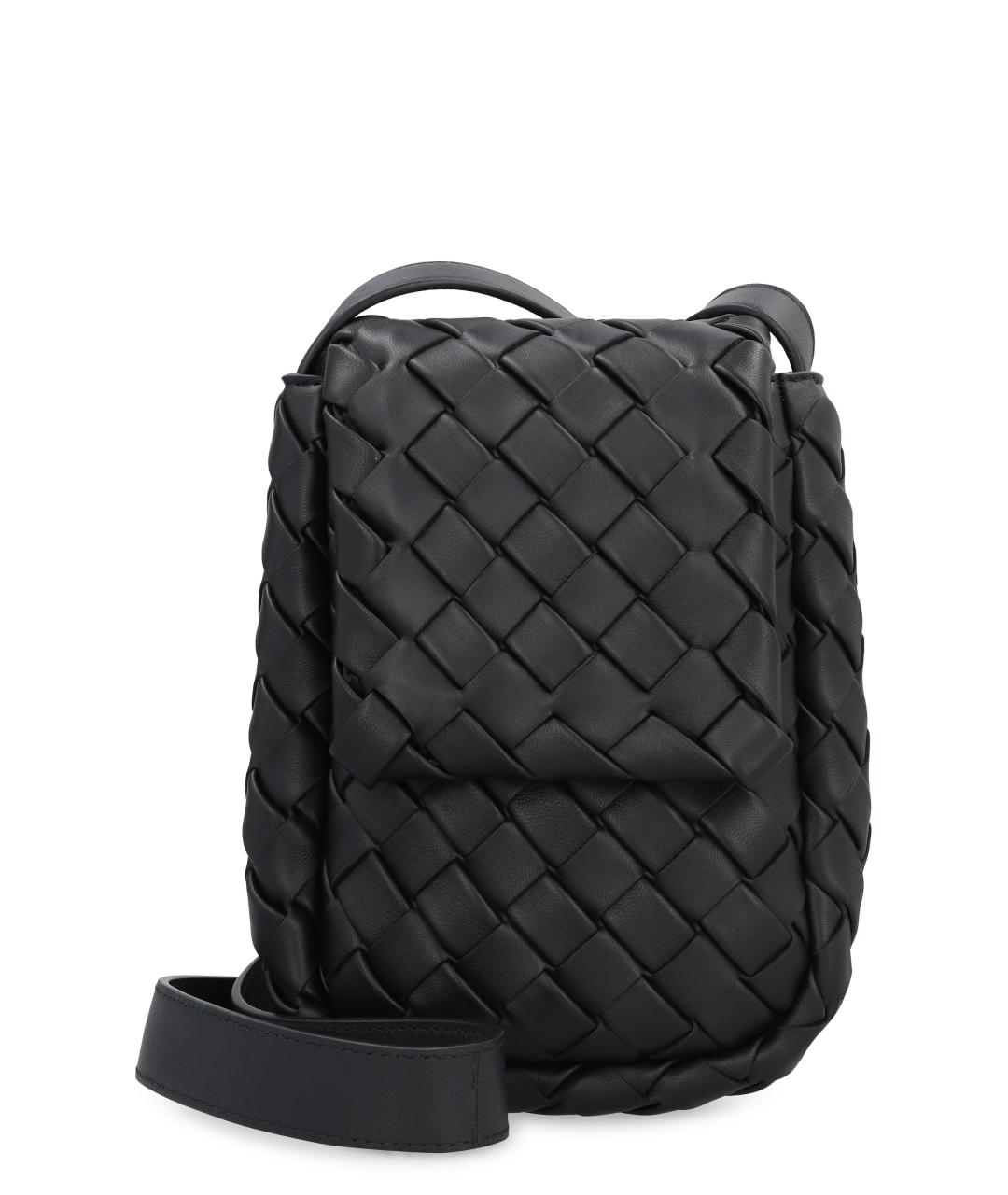 BOTTEGA VENETA Черная кожаная сумка на плечо, фото 1