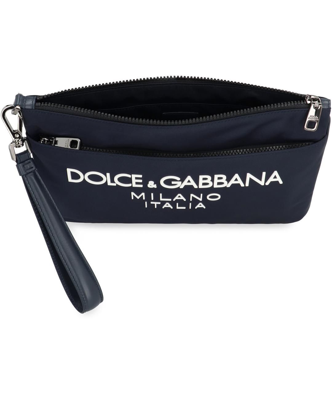DOLCE&GABBANA Синяя синтетическая барсетка, фото 5