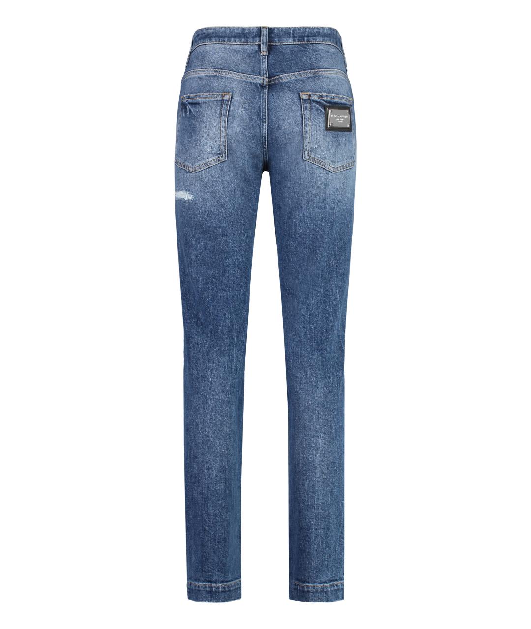 DOLCE&GABBANA Синие хлопковые джинсы слим, фото 2