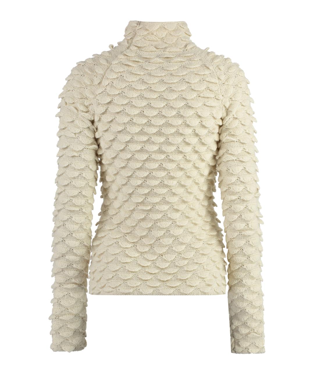 BOTTEGA VENETA Бежевый шерстяной джемпер / свитер, фото 2