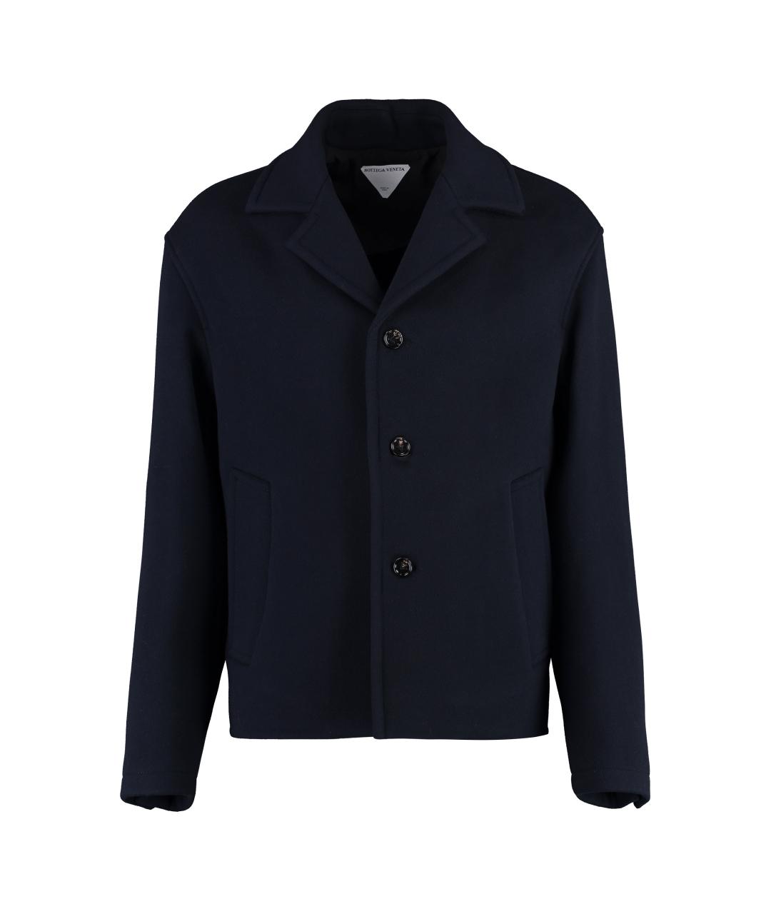 BOTTEGA VENETA Темно-синее шерстяное пальто, фото 1