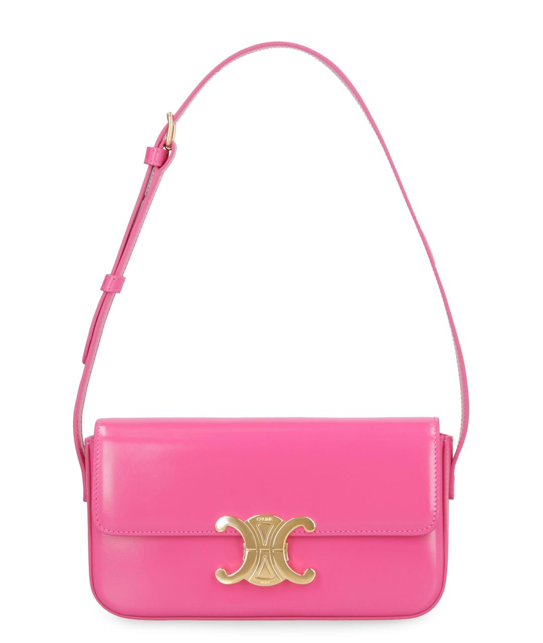 CELINE Розовая кожаная сумка через плечо, фото 1