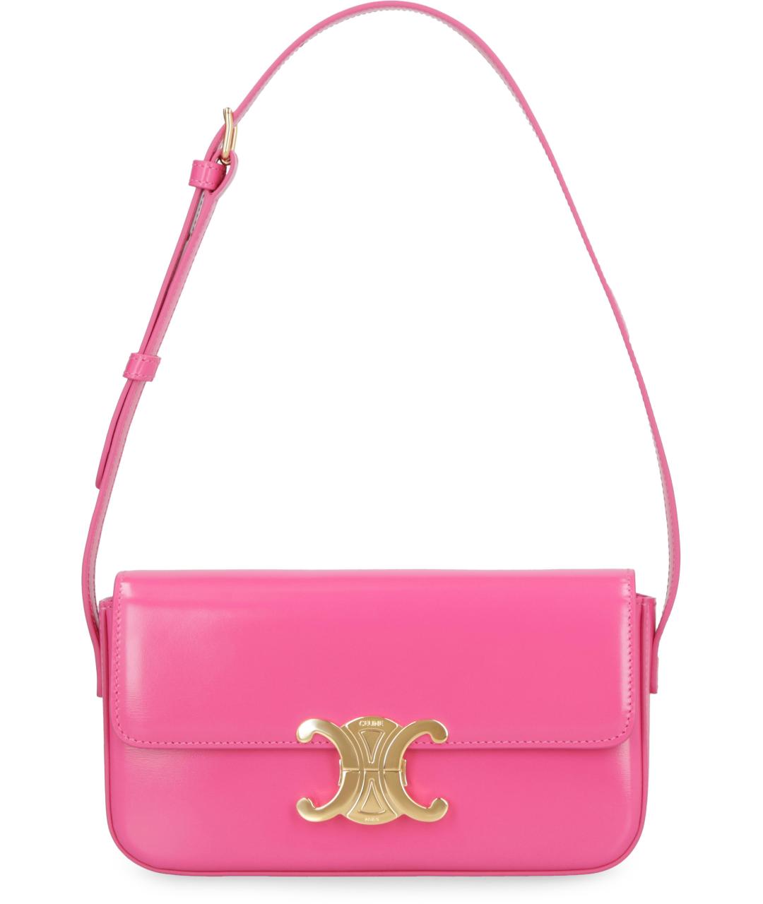 CELINE Розовая кожаная сумка через плечо, фото 2