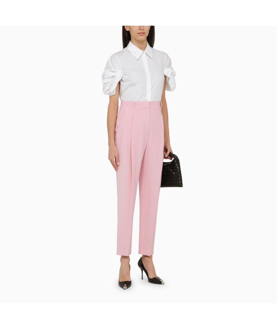 ALEXANDER MCQUEEN Розовые вискозные прямые брюки, фото 3