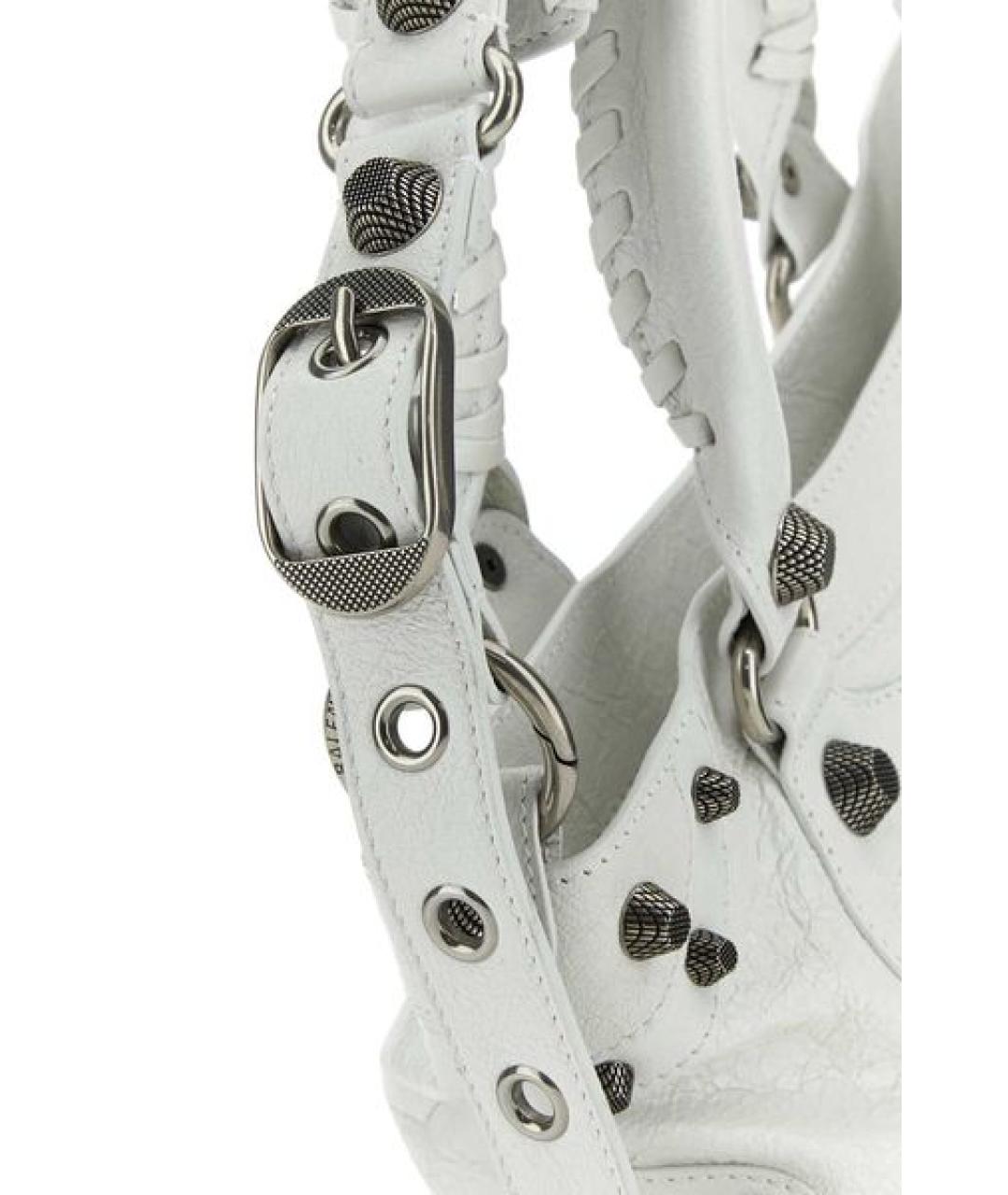 BALENCIAGA Белая кожаная сумка тоут, фото 4