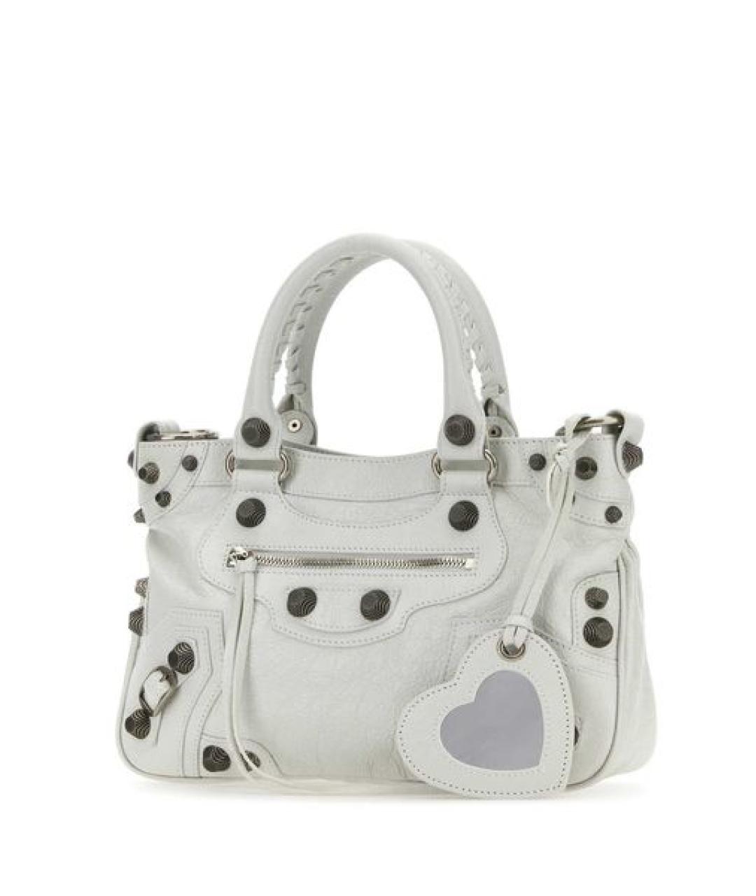 BALENCIAGA Белая кожаная сумка тоут, фото 3