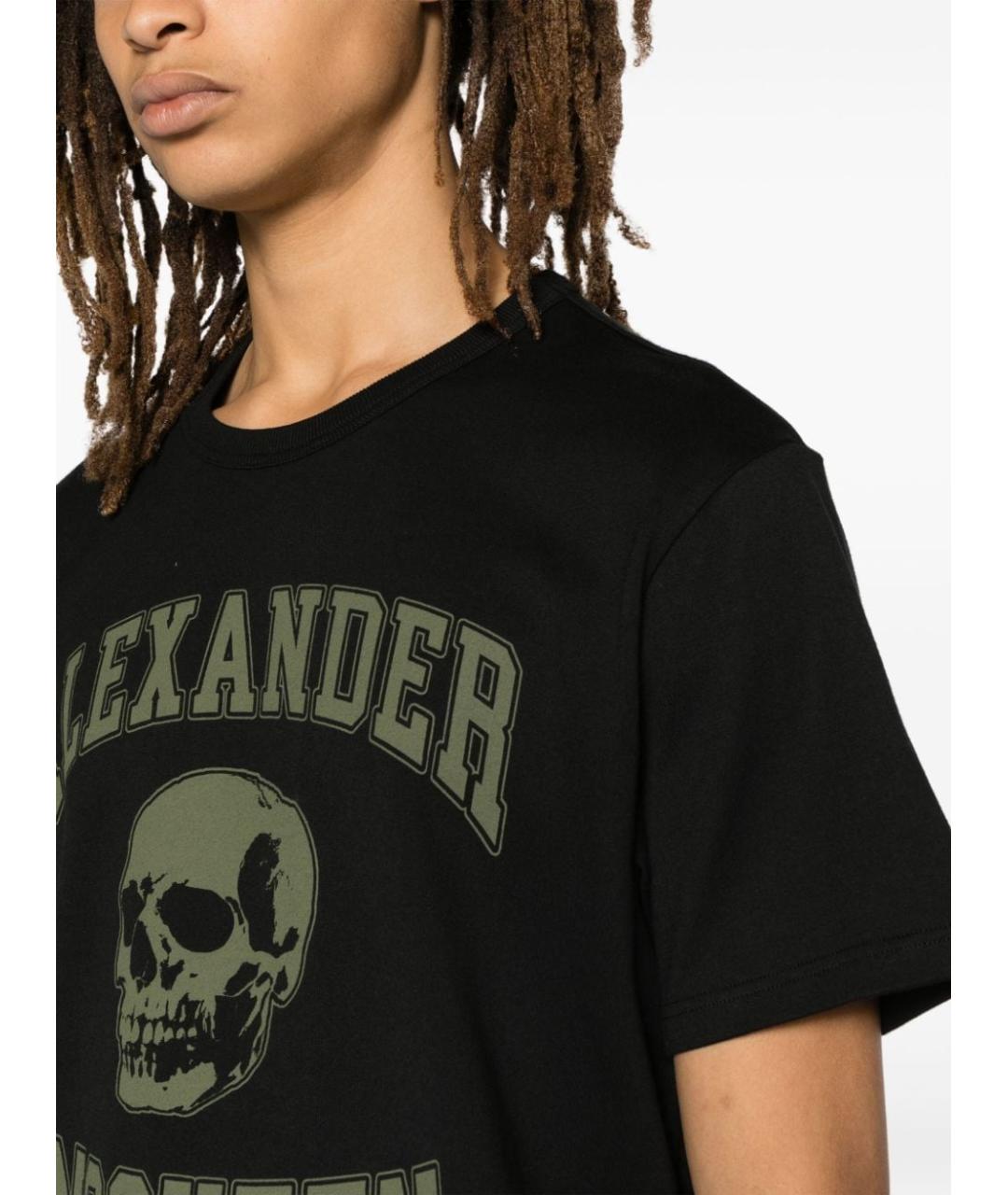 ALEXANDER MCQUEEN Черная хлопковая футболка, фото 4
