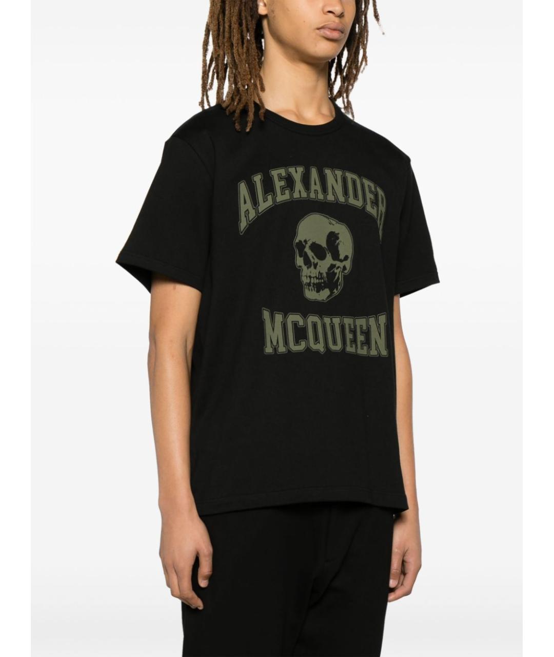 ALEXANDER MCQUEEN Черная хлопковая футболка, фото 2