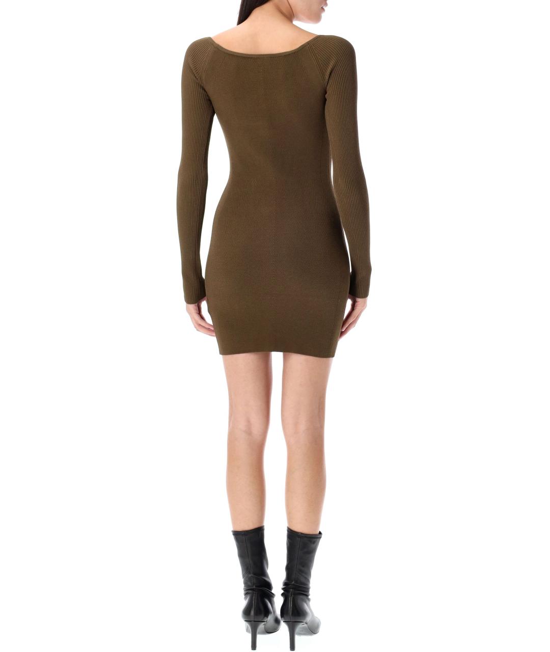 DIESEL Коричневое вискозное повседневное платье, фото 3