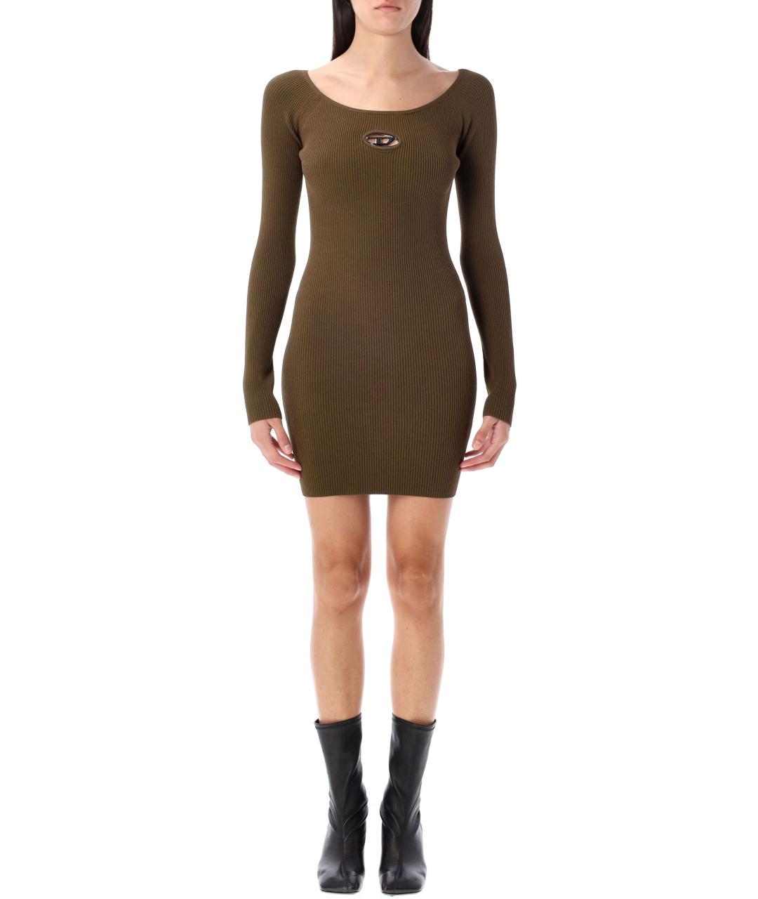 DIESEL Коричневое вискозное повседневное платье, фото 2