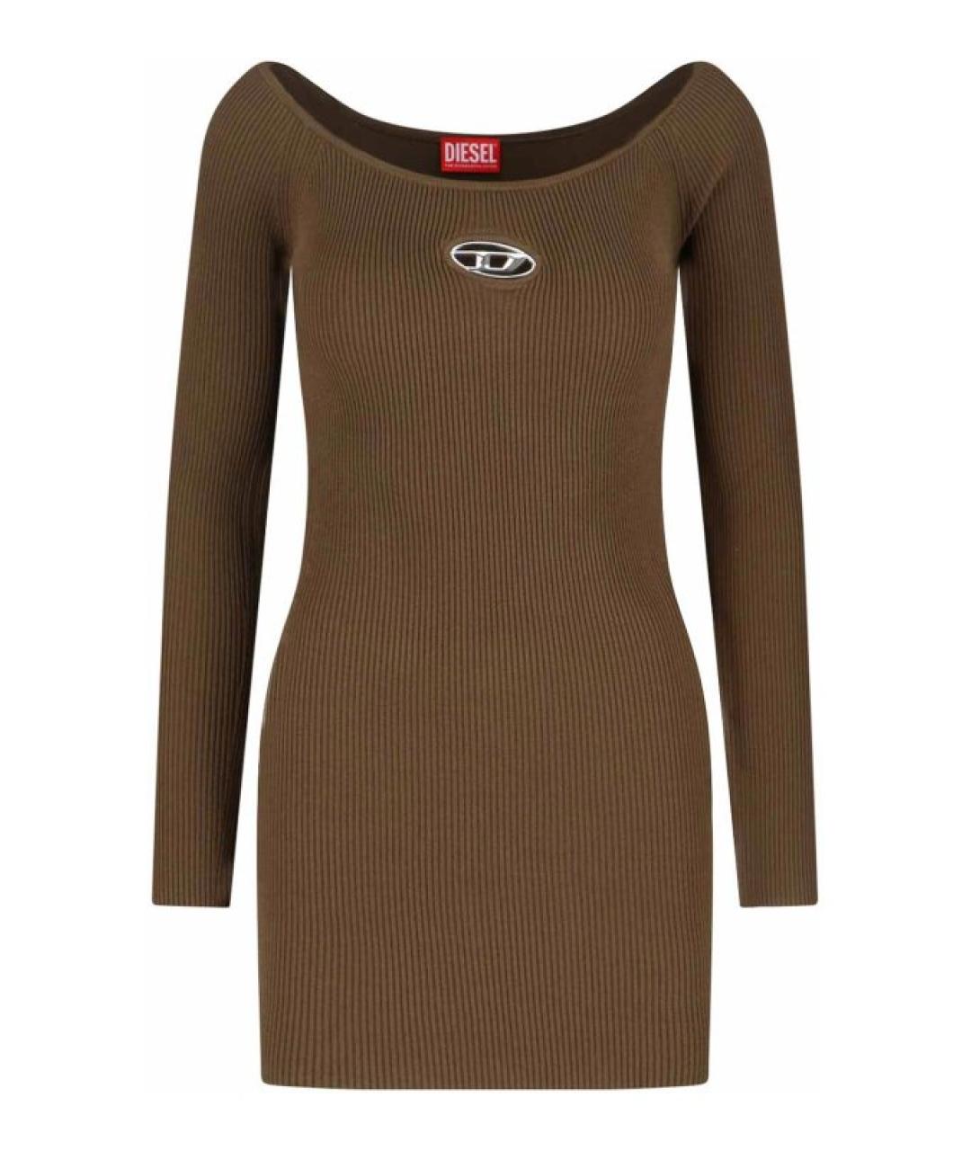 DIESEL Коричневое вискозное повседневное платье, фото 1