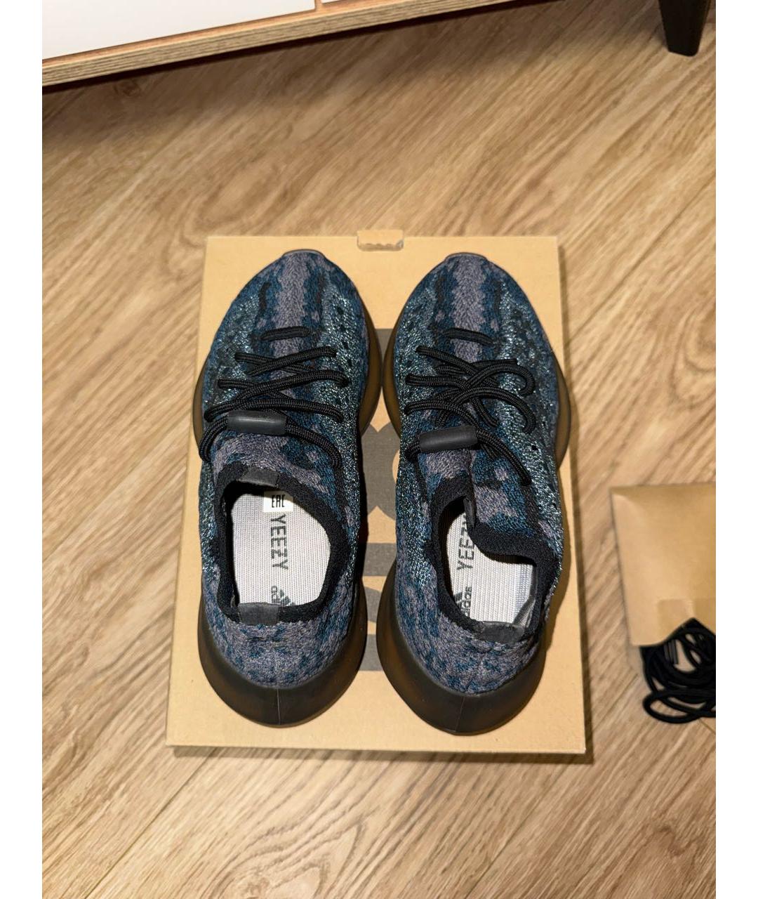 ADIDAS YEEZY Темно-синие текстильные кроссовки, фото 3