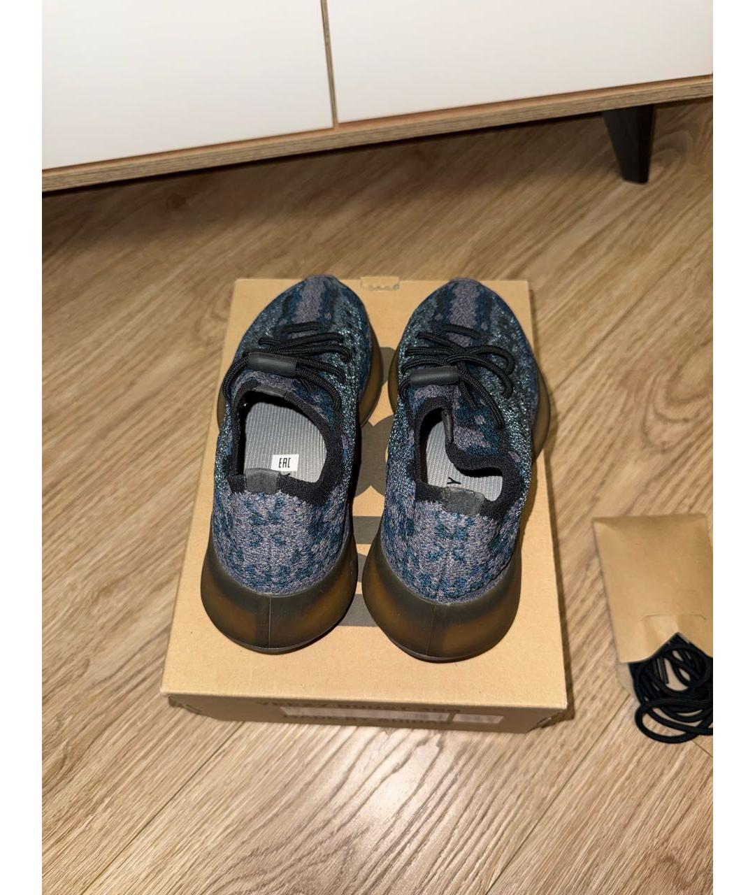 ADIDAS YEEZY Темно-синие текстильные кроссовки, фото 4