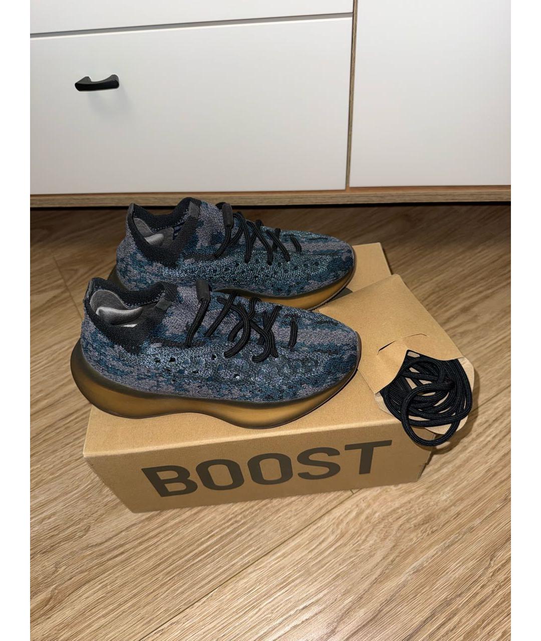 ADIDAS YEEZY Темно-синие текстильные кроссовки, фото 6