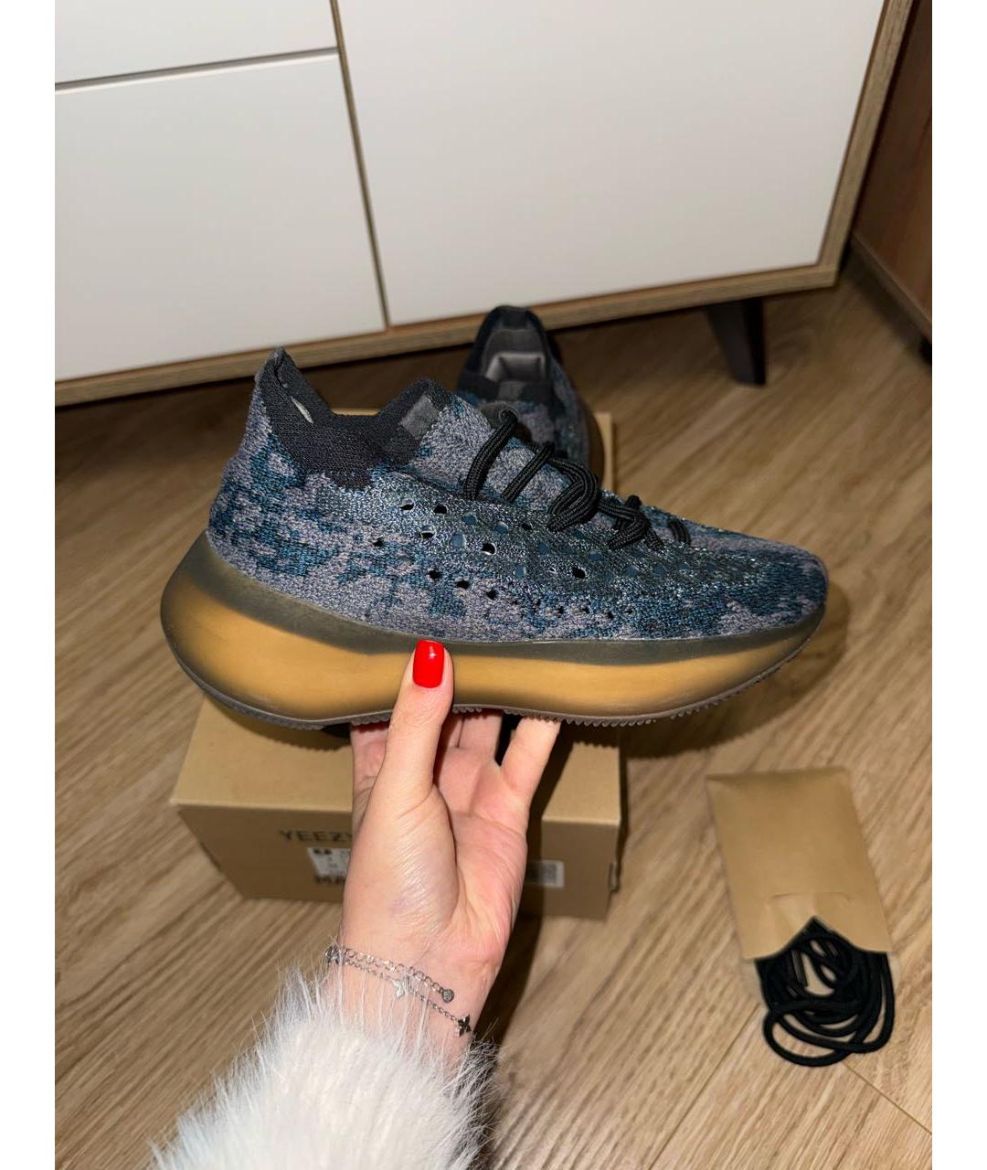 ADIDAS YEEZY Темно-синие текстильные кроссовки, фото 8