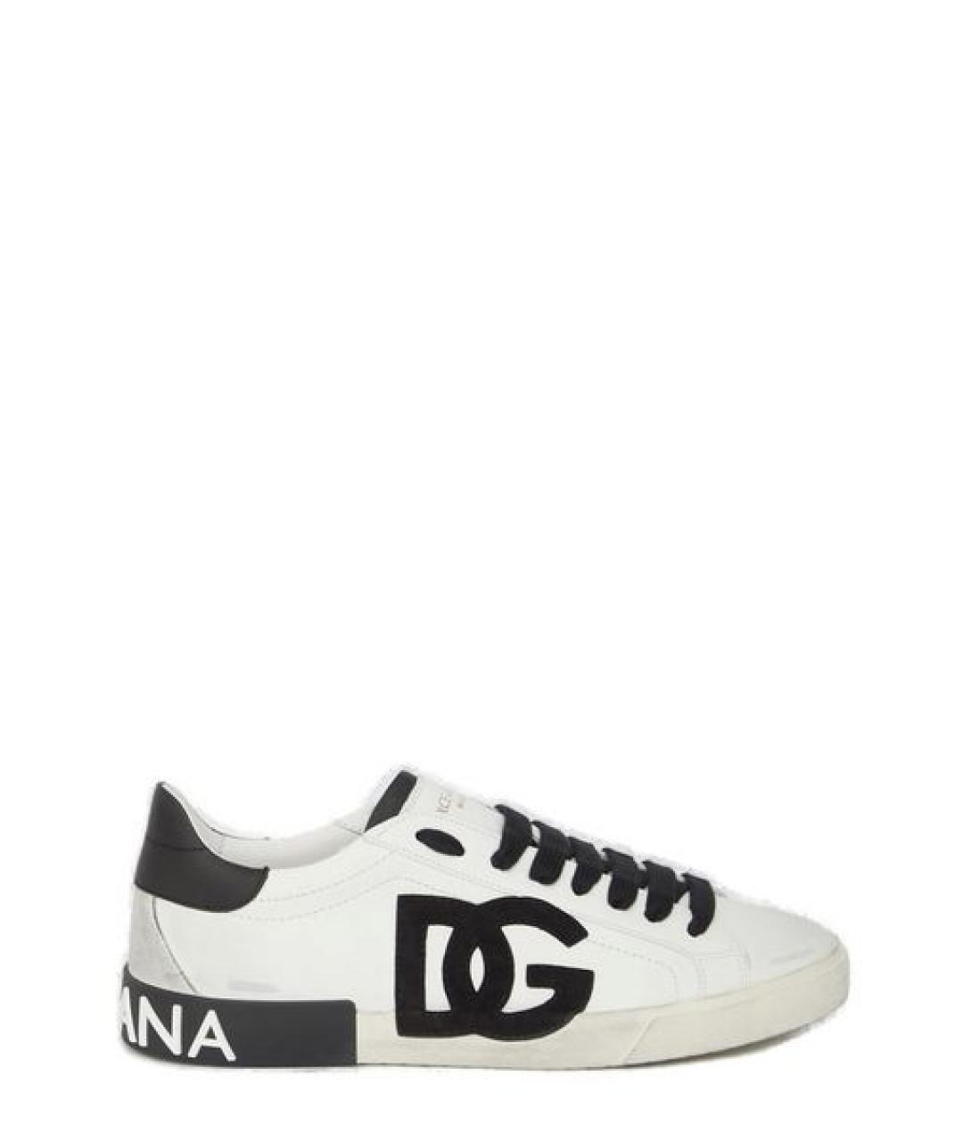 DOLCE&GABBANA Белые кожаные низкие кроссовки / кеды, фото 1