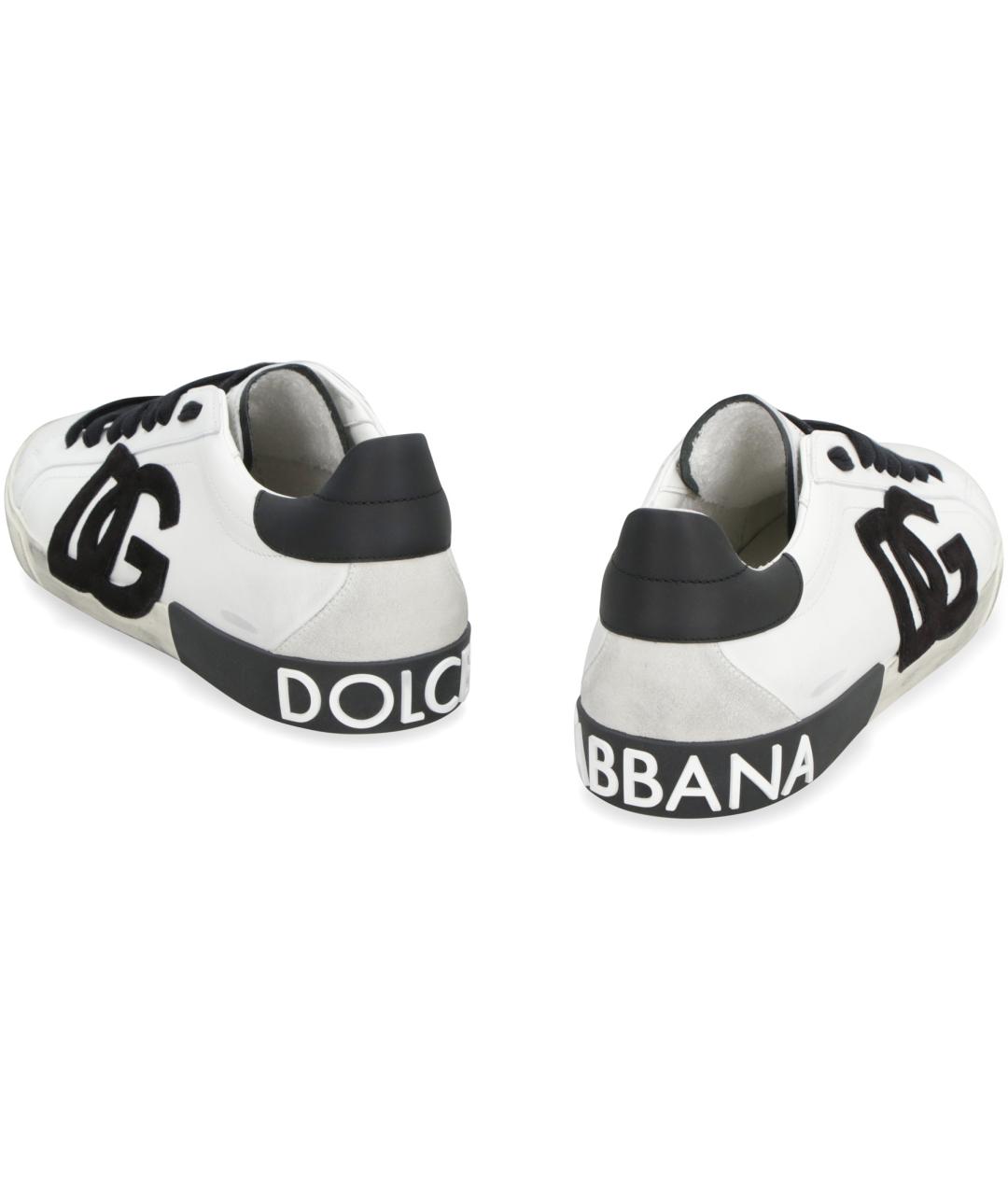 DOLCE&GABBANA Белые кожаные низкие кроссовки / кеды, фото 4