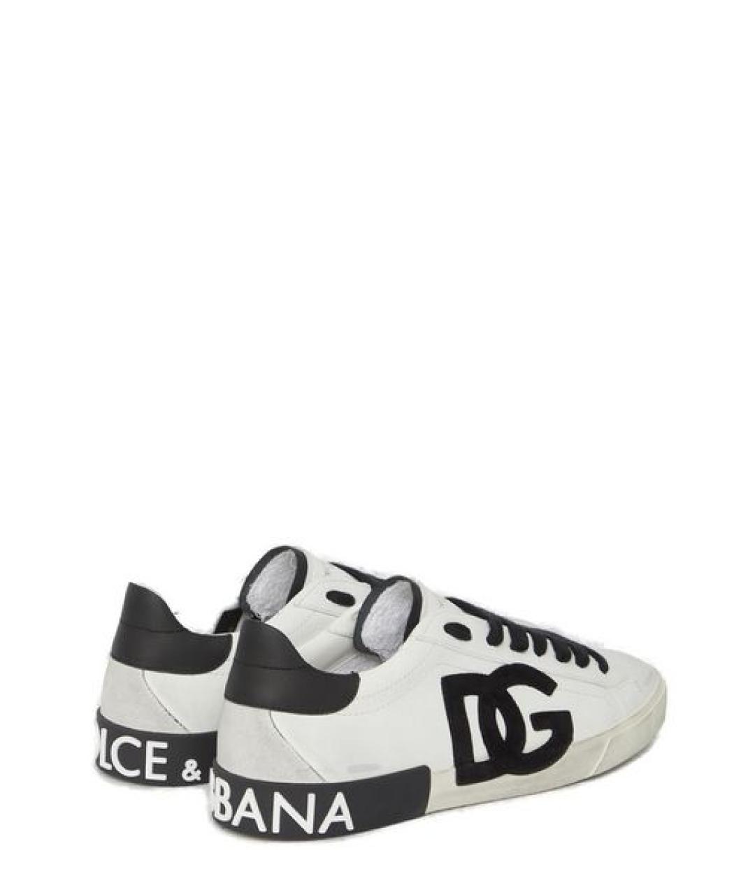 DOLCE&GABBANA Белые кожаные низкие кроссовки / кеды, фото 2