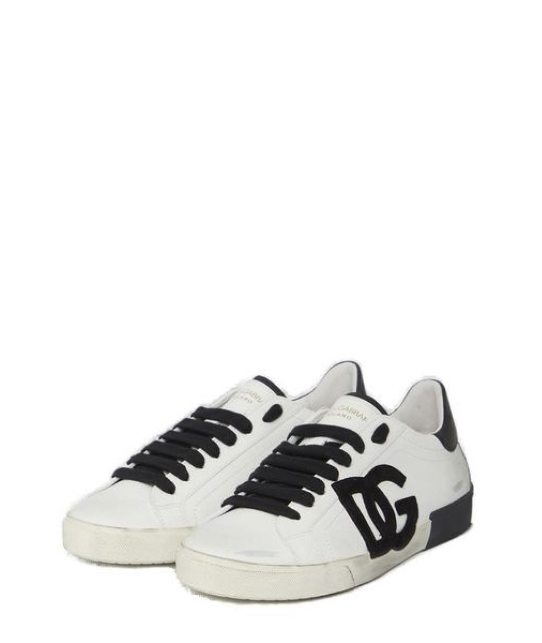 DOLCE&GABBANA Белые кожаные низкие кроссовки / кеды, фото 3