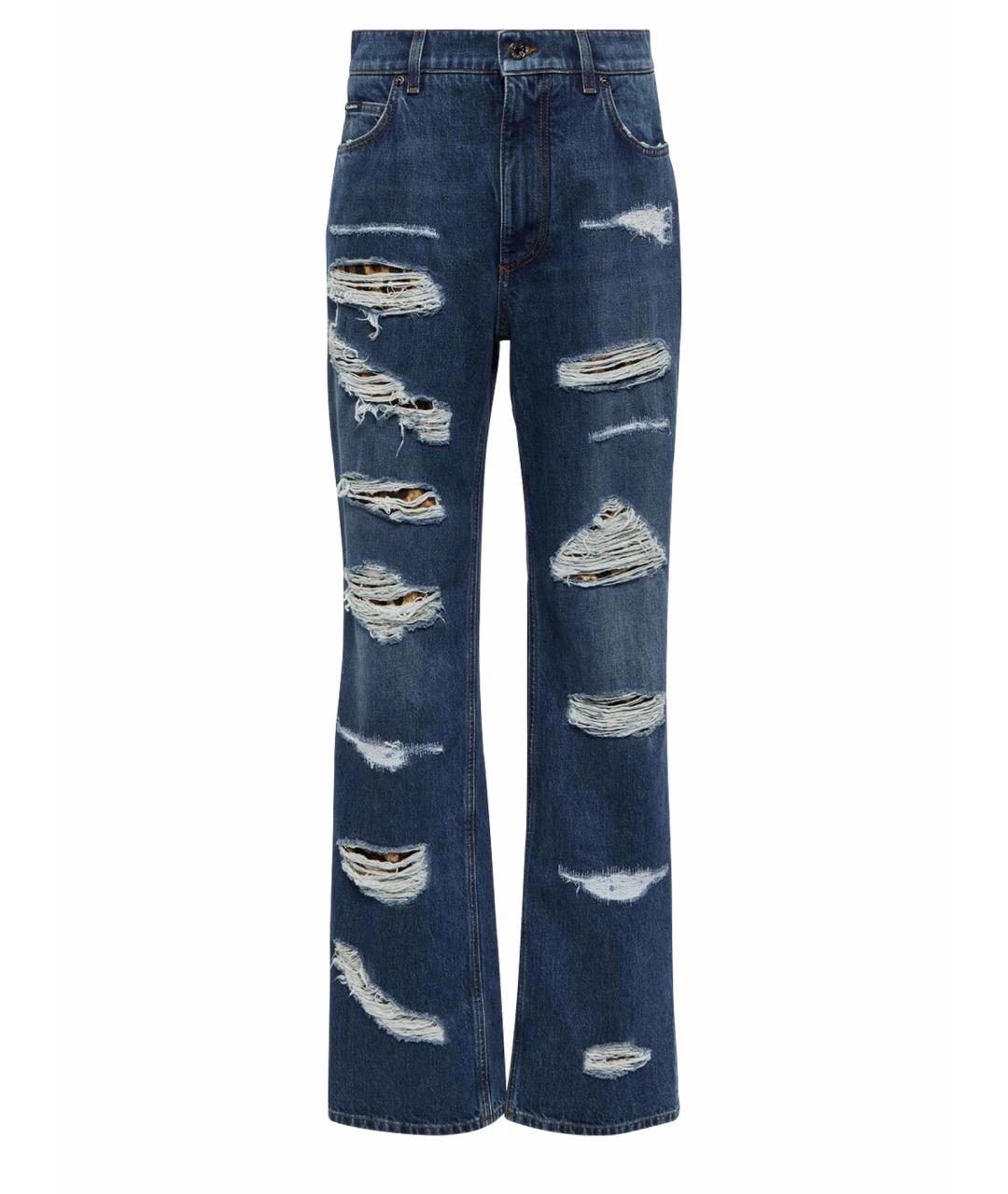 DOLCE&GABBANA Синие хлопковые прямые брюки, фото 1