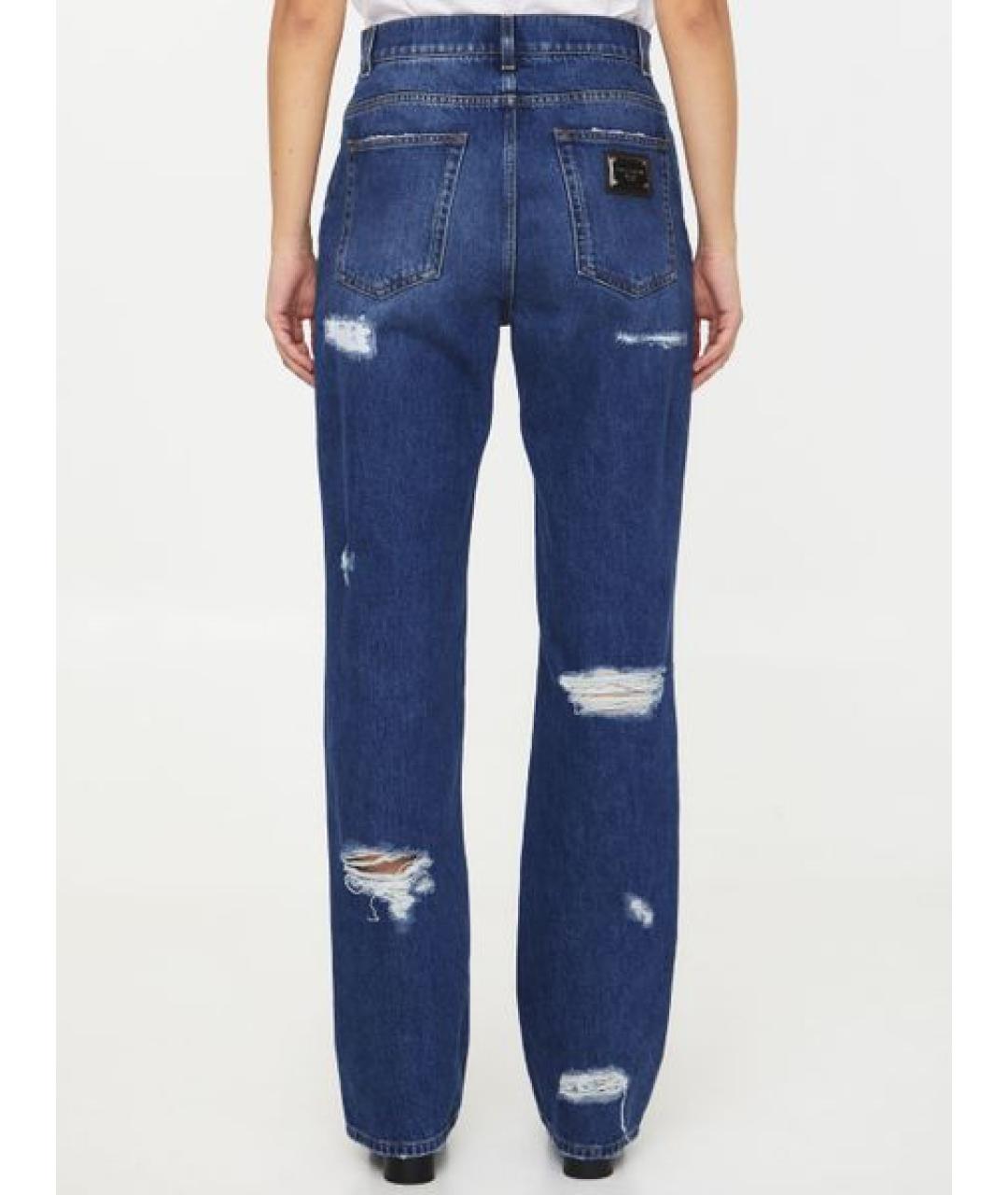 DOLCE&GABBANA Синие хлопковые прямые брюки, фото 3