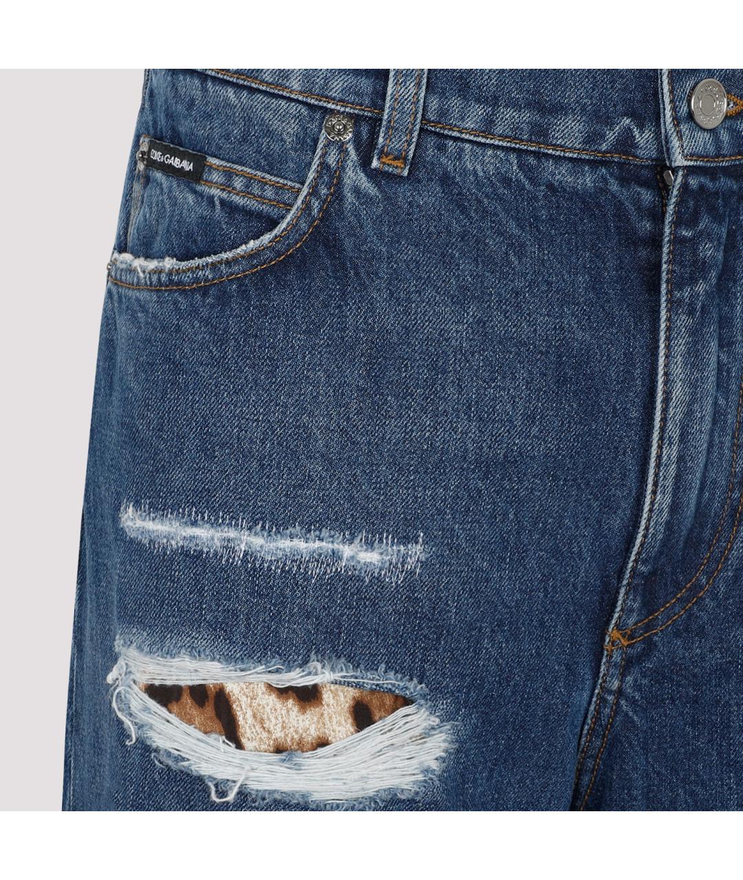 DOLCE&GABBANA Синие хлопковые прямые брюки, фото 6