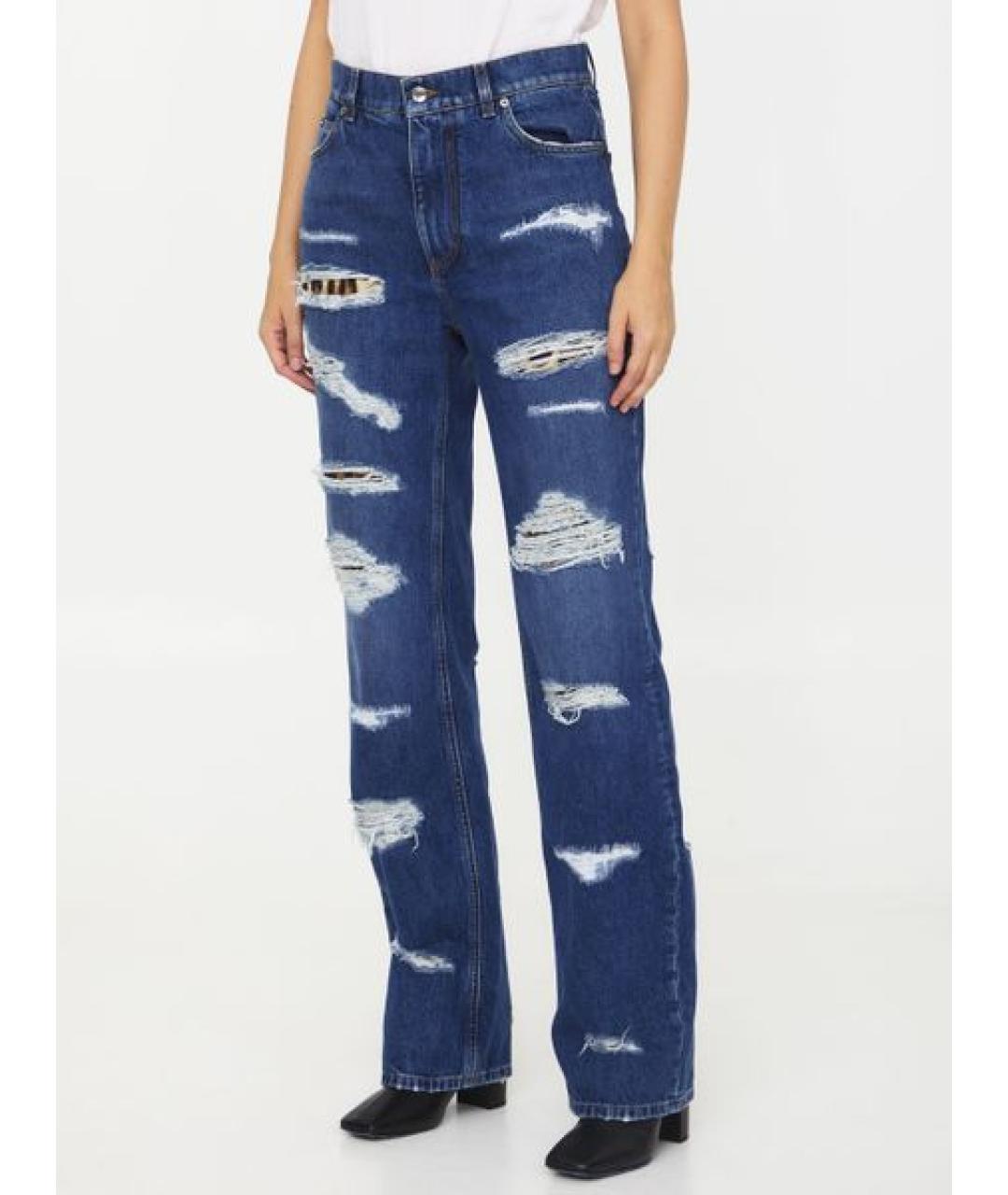 DOLCE&GABBANA Синие хлопковые прямые брюки, фото 5