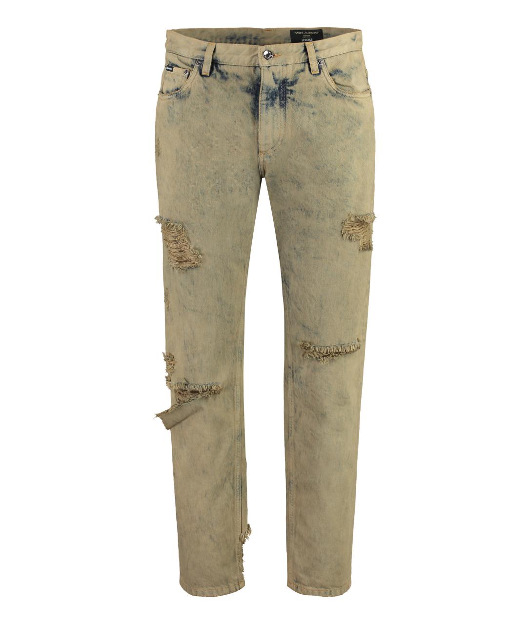 DOLCE&GABBANA Бежевые хлопковые повседневные брюки, фото 1