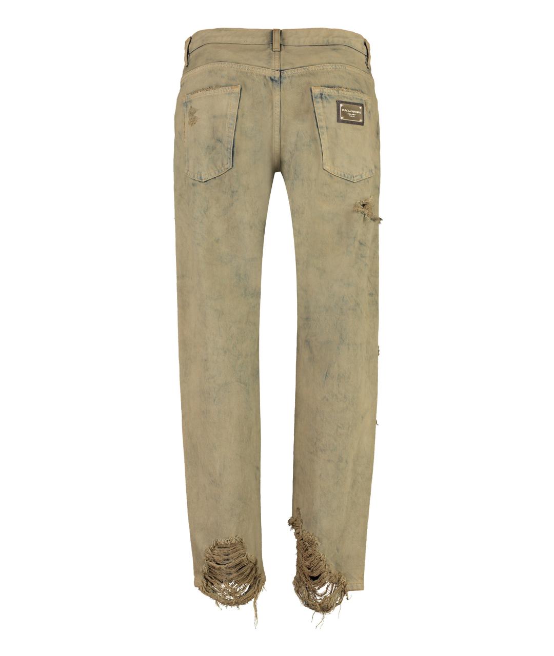 DOLCE&GABBANA Бежевые хлопковые повседневные брюки, фото 2