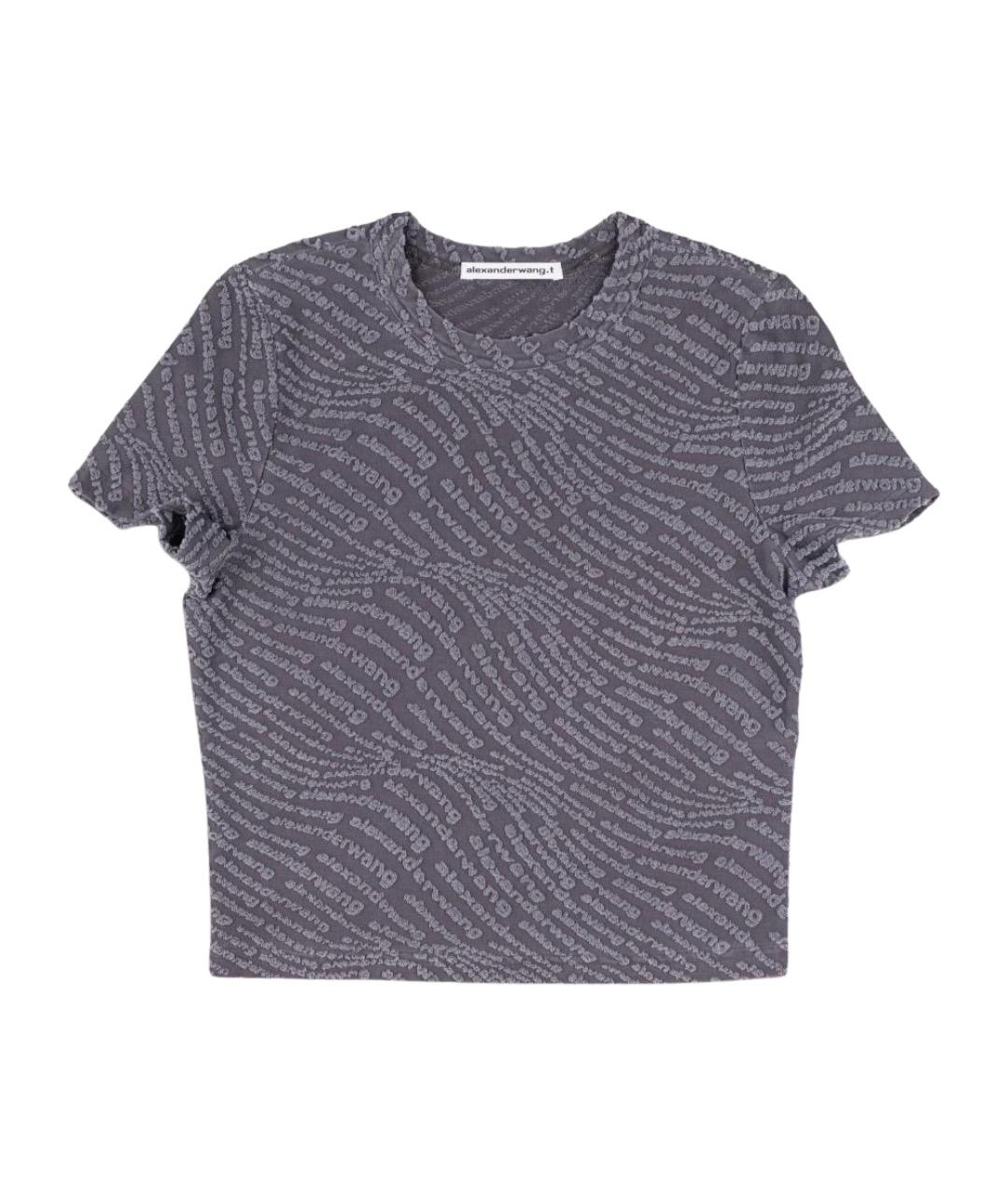 T BY ALEXANDER WANG Серая полиэстеровая футболка, фото 1