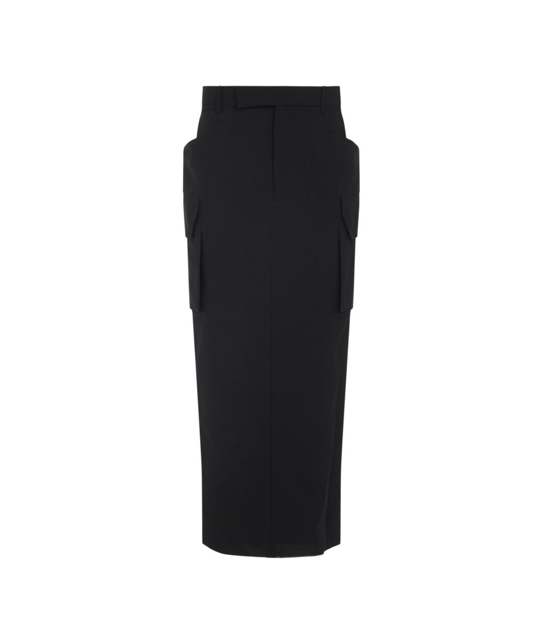 RICK OWENS Черная шерстяная юбка миди, фото 1