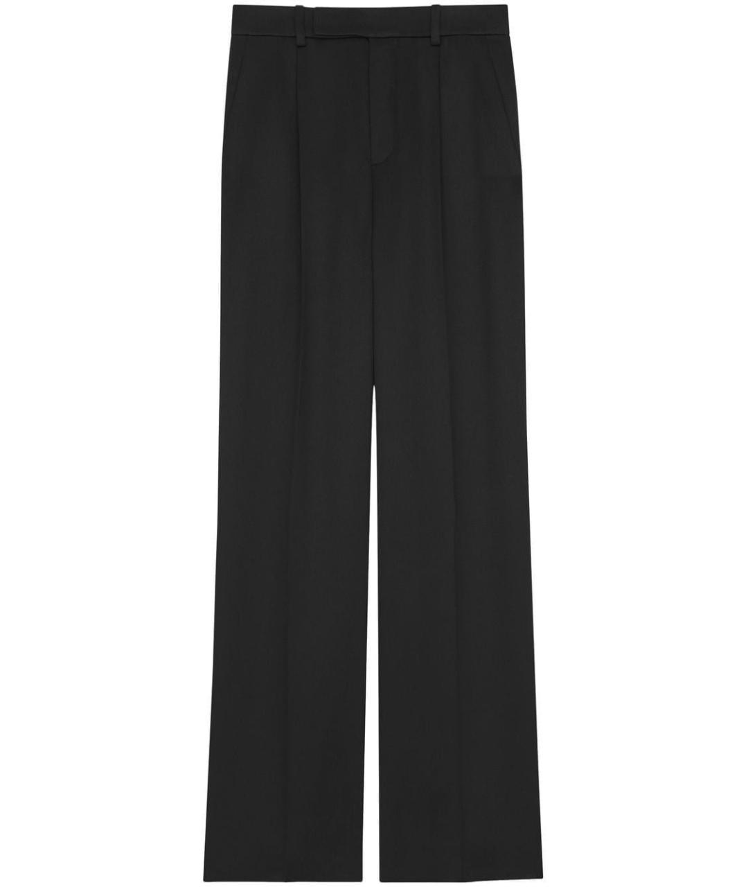 SAINT LAURENT Черные шелковые прямые брюки, фото 1