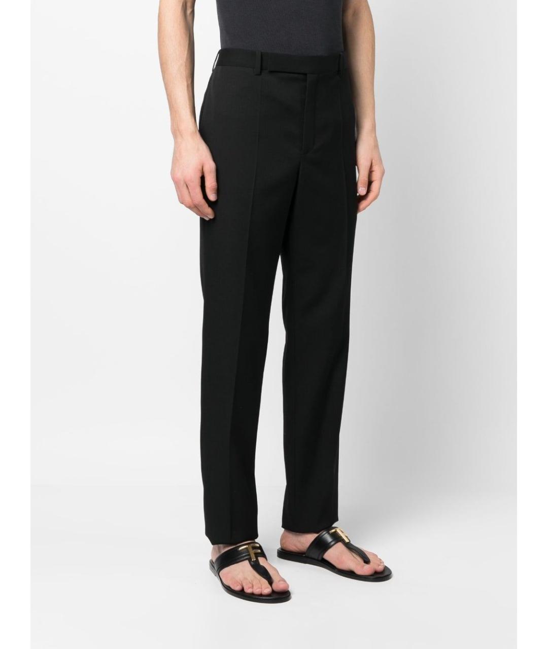 SAINT LAURENT Черные шерстяные повседневные брюки, фото 3