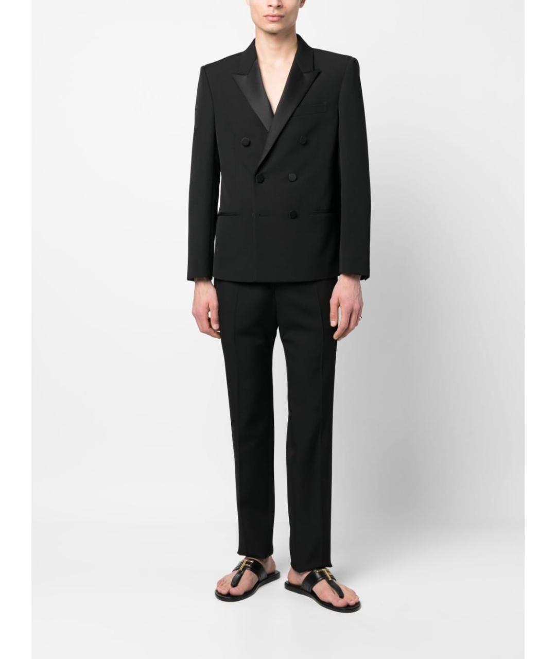 SAINT LAURENT Черные шерстяные повседневные брюки, фото 2