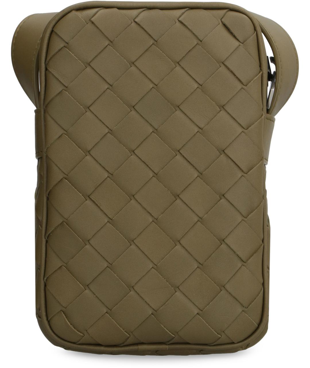 BOTTEGA VENETA Хаки кожаная сумка на плечо, фото 4