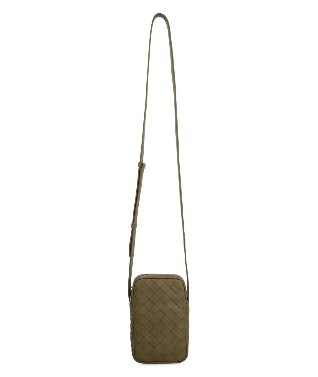 BOTTEGA VENETA Хаки кожаная сумка на плечо, фото 5