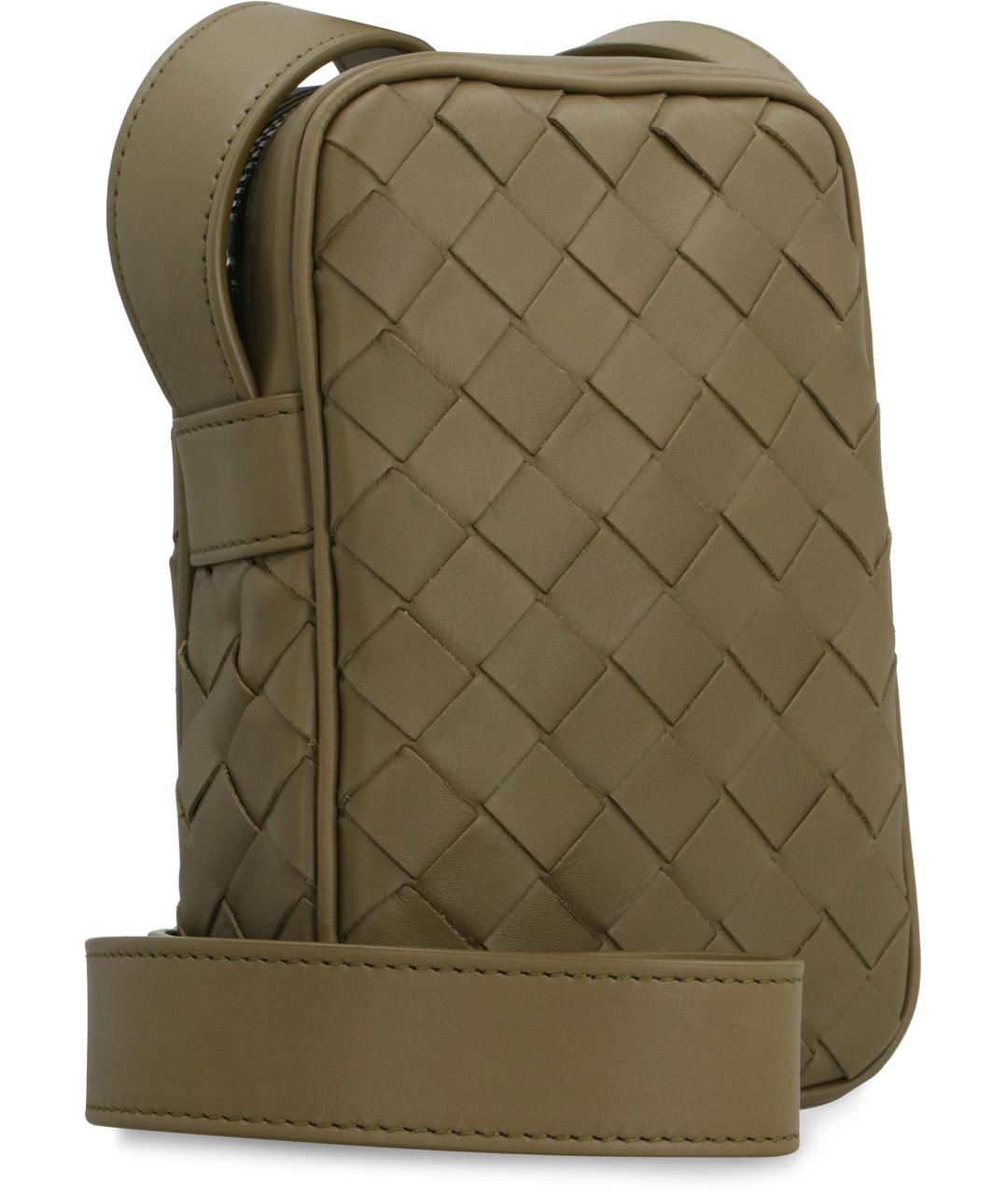 BOTTEGA VENETA Хаки кожаная сумка на плечо, фото 3