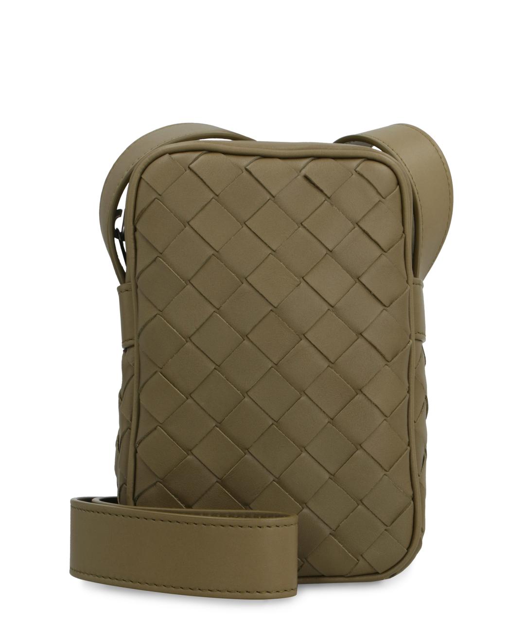 BOTTEGA VENETA Хаки кожаная сумка на плечо, фото 1
