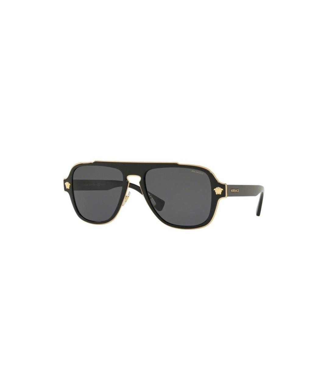 VERSACE Черные металлические солнцезащитные очки, фото 1
