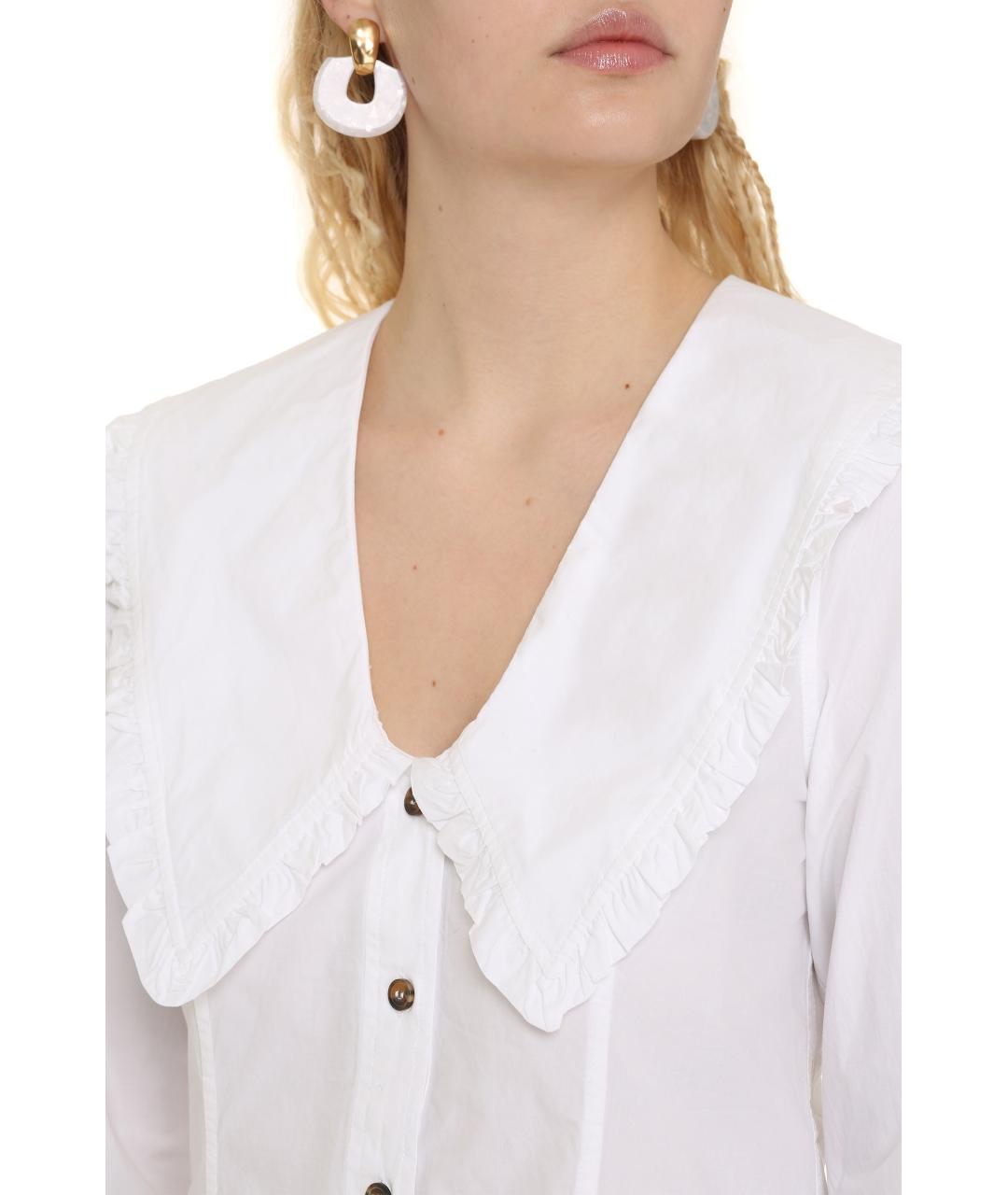 GANNI Белая хлопковая рубашка, фото 5