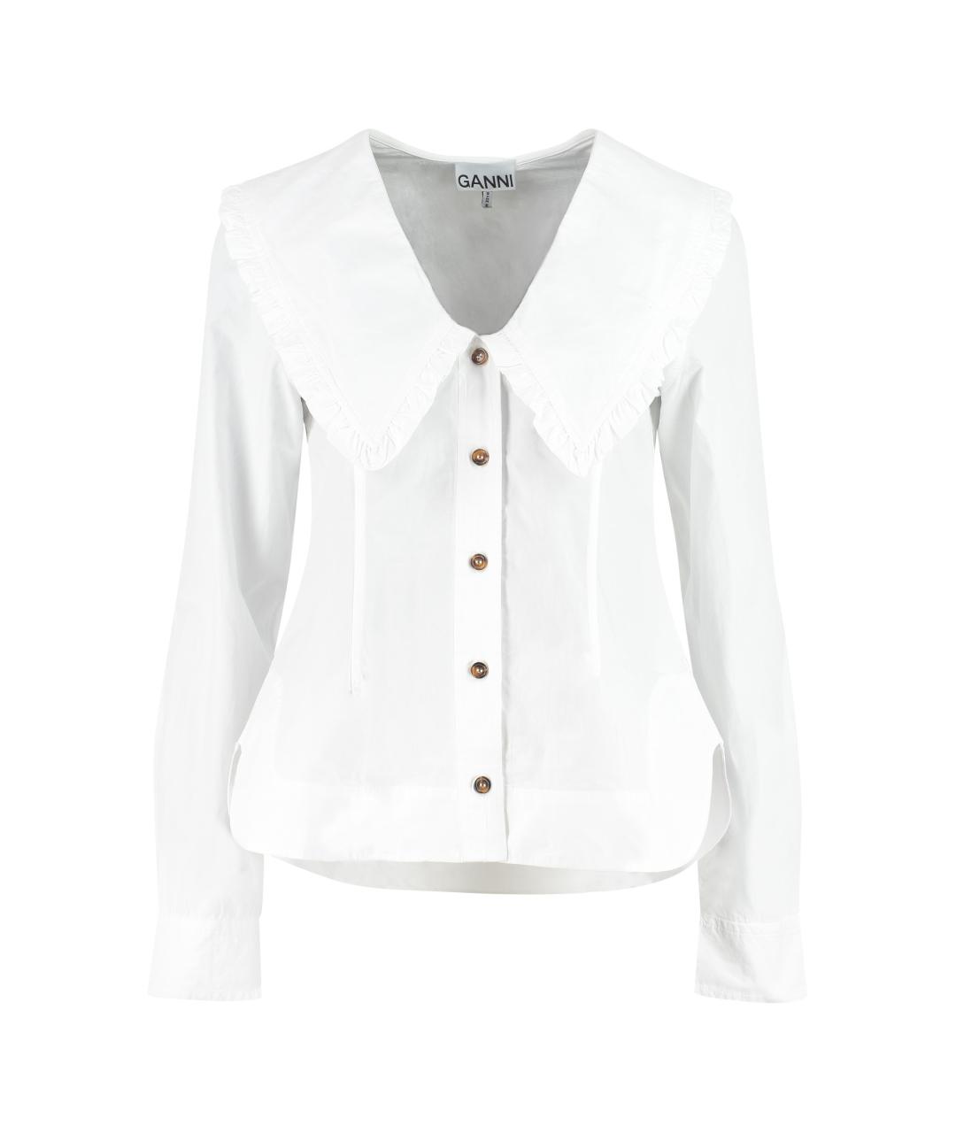 GANNI Белая хлопковая рубашка, фото 1