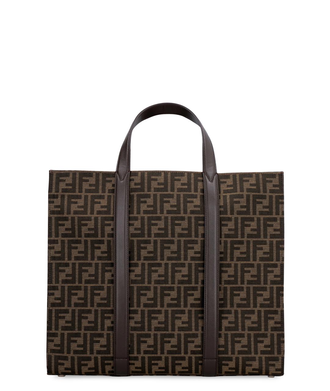 FENDI Коричневая синтетическая сумка тоут, фото 1