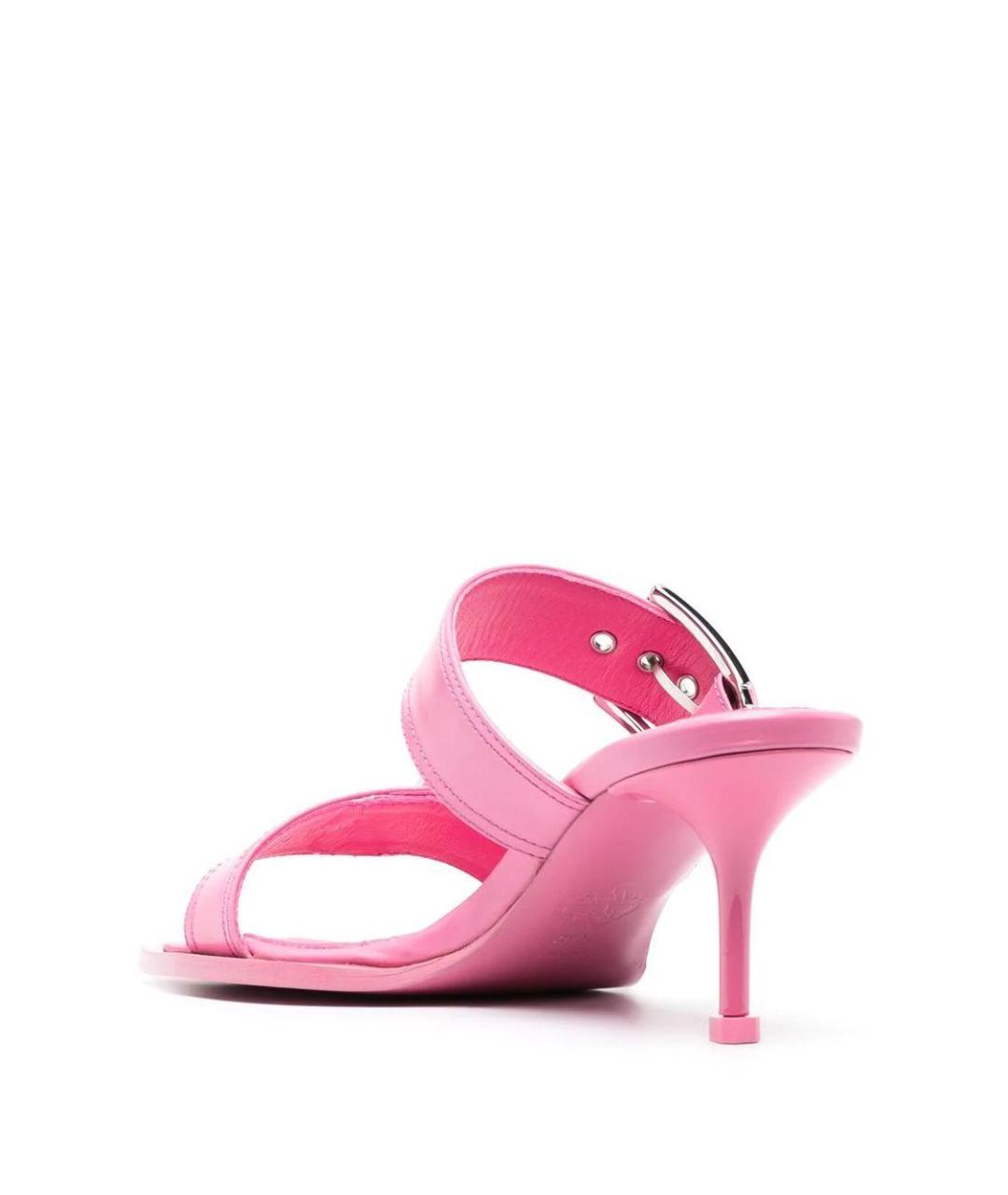 ALEXANDER MCQUEEN Розовые кожаные мюли, фото 3