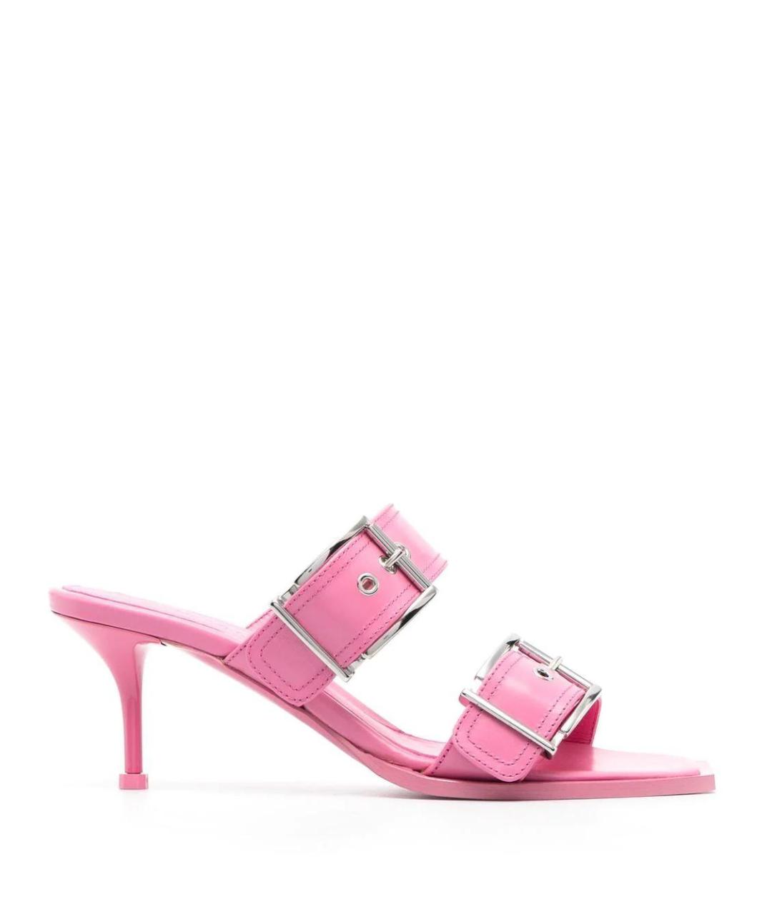 ALEXANDER MCQUEEN Розовые кожаные мюли, фото 1